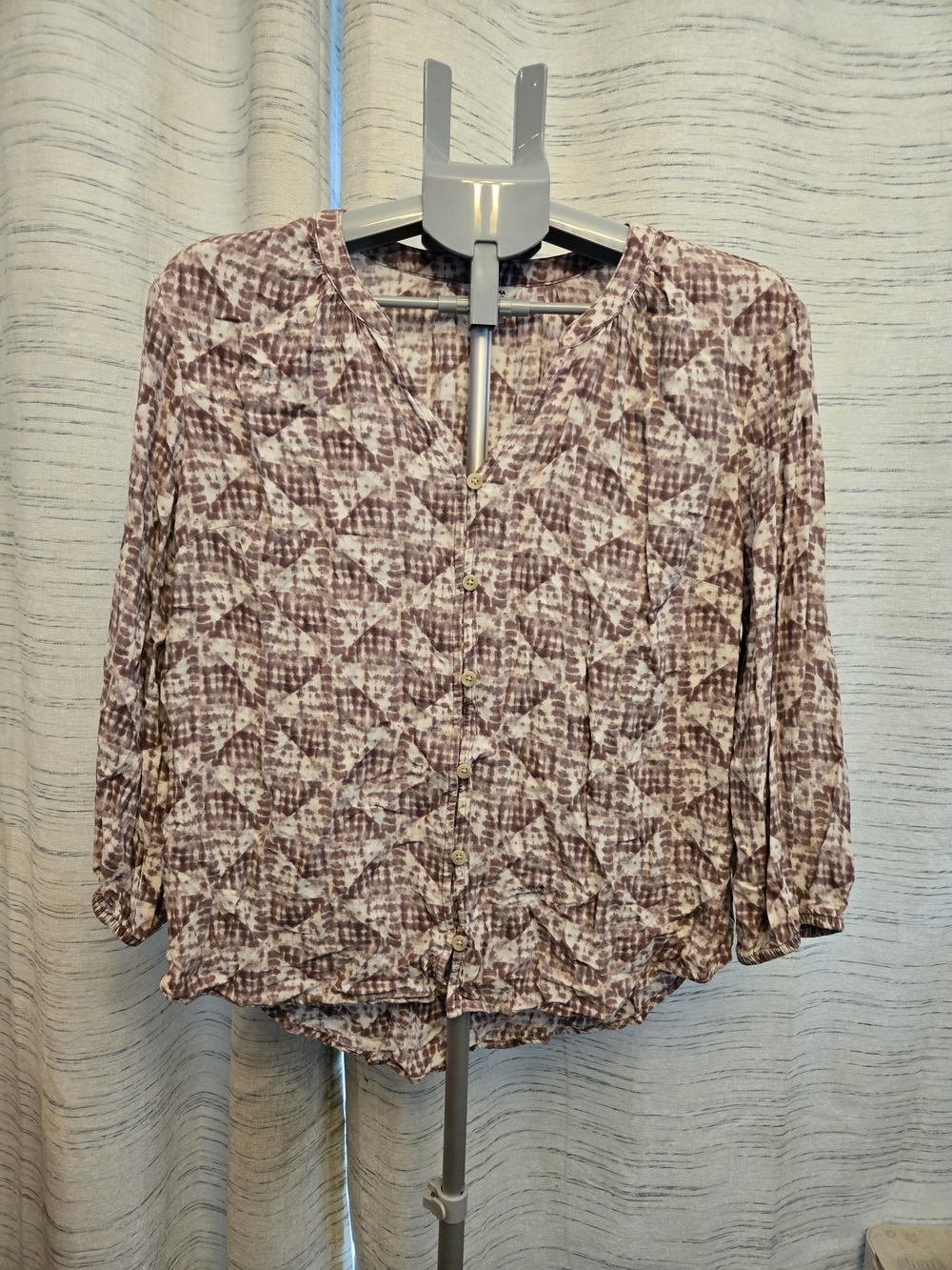 Sonoma Purple Abstract Button Front Blouse Size Medium
